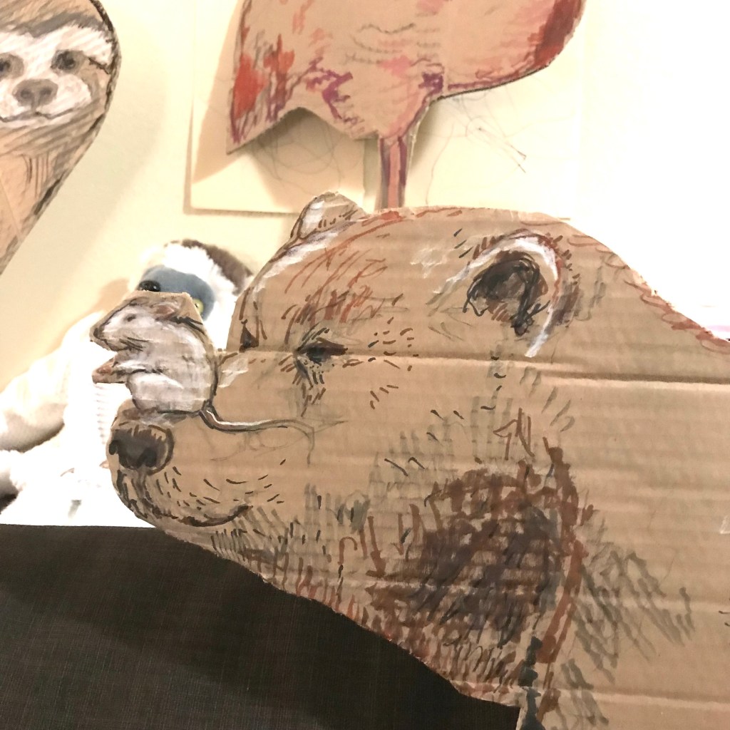 Cardboard bear drawing